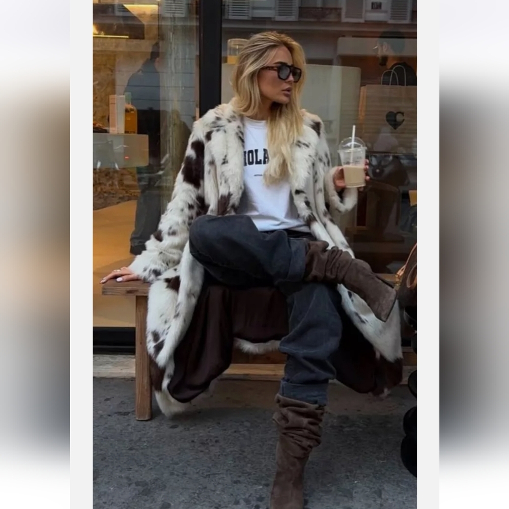 BNWT! Zara faux fur animal print coat - Picture 5 of 16